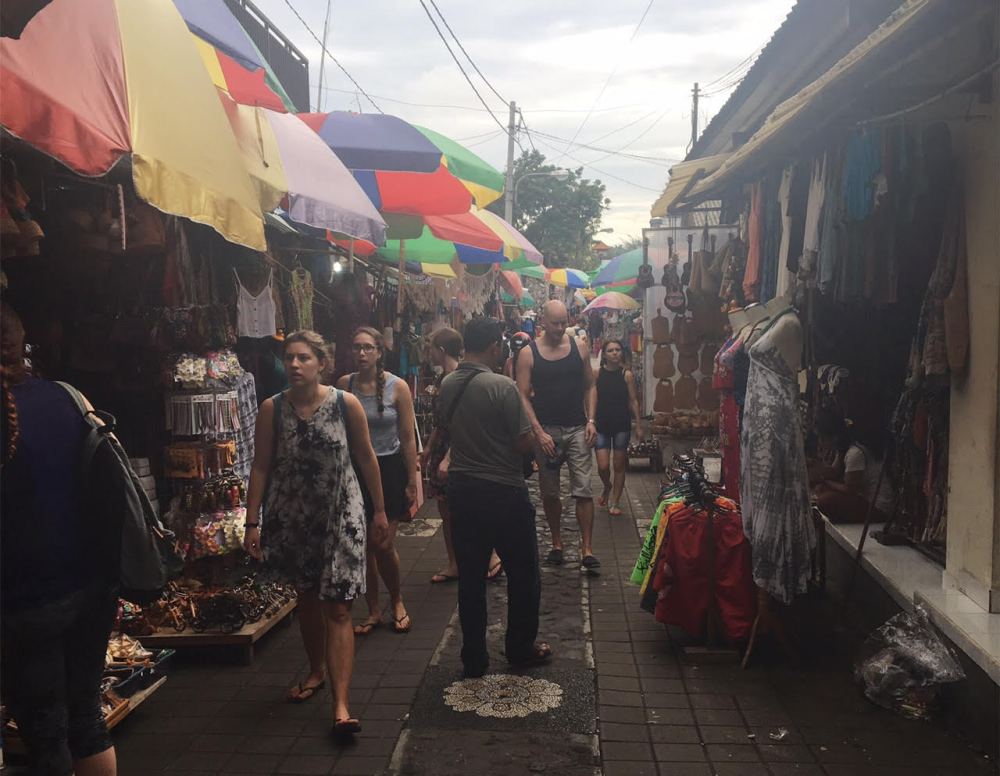 Crowded market in Ubud, Bali.